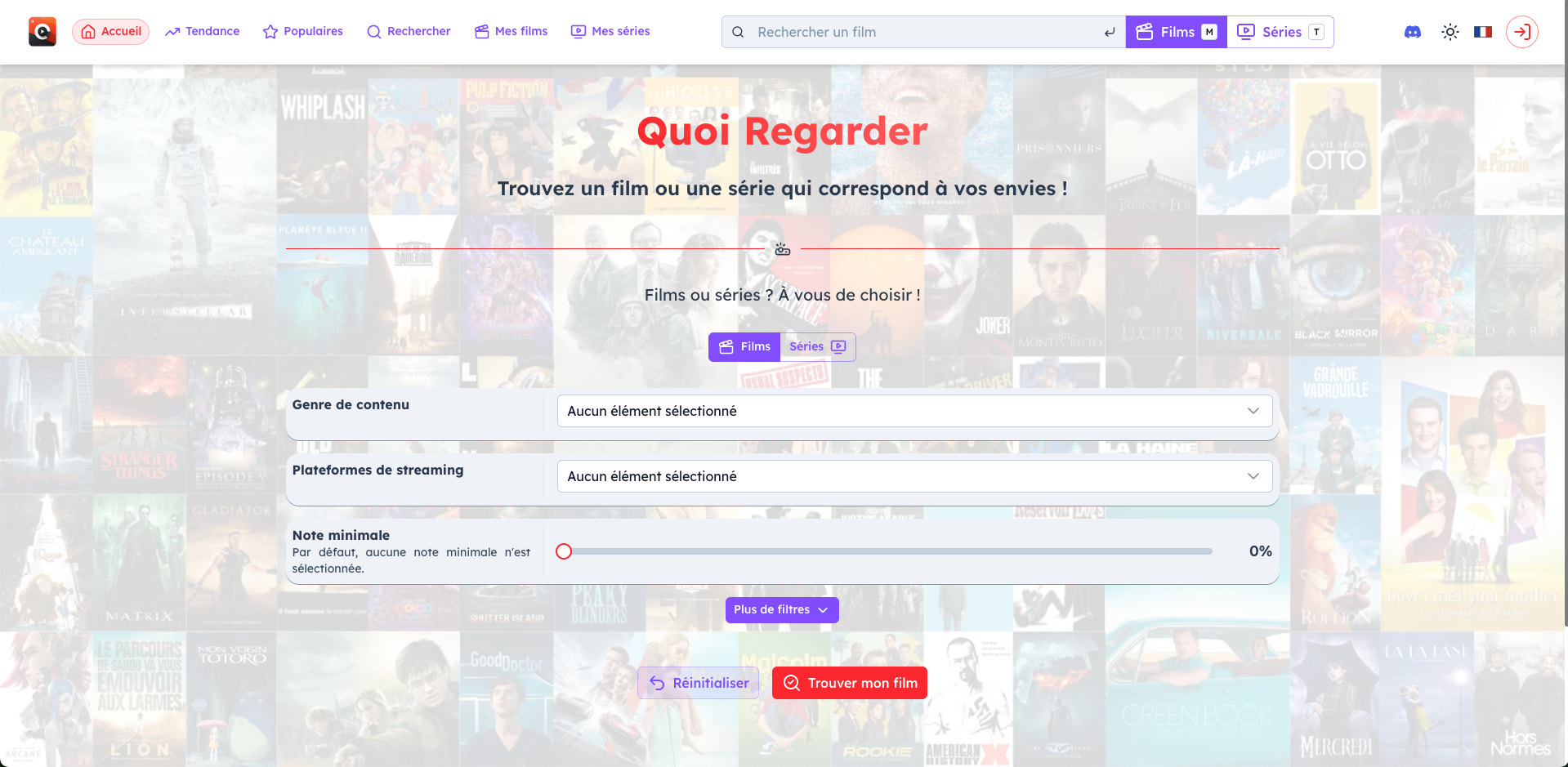 Quoi Regarder - Interface